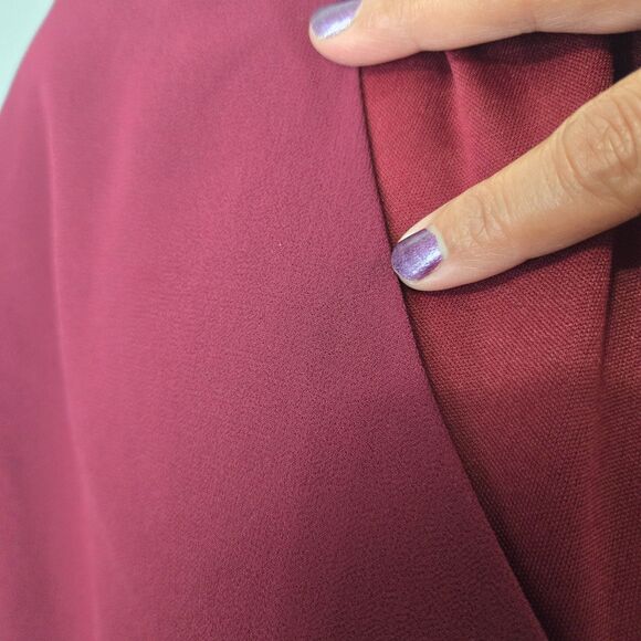 Lulus Burgundy V-Neck Shift Dress Small Sheer Sleeves Lined - Picture 12 of 13